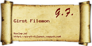 Girst Filemon névjegykártya